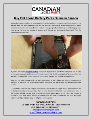 Buy Cell Phone Battery Packs Online in Canada