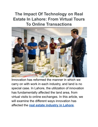 The Impact Of Technology on Real Estate In Lahore_ From Virtual Tours To Online Transactions