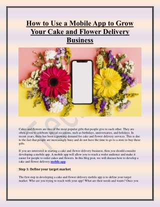 How to Use a Mobile App to Grow Your Cake and Flower Delivery Business