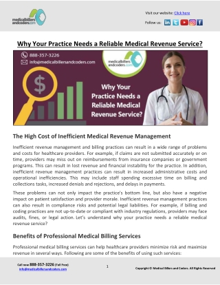 Why Your Practice Needs a Reliable Medical Revenue Service?