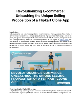 Revolutionizing E-commerce_ Unleashing the Unique Selling Proposition of a Flipkart Clone App