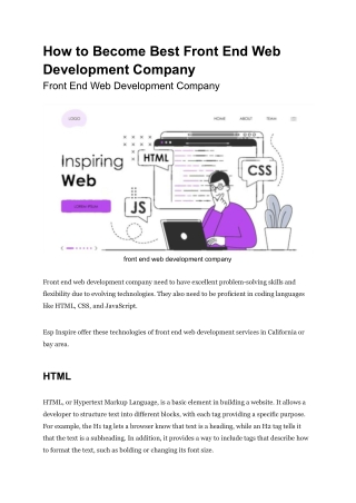 How to Become Best Front End Web Development Company