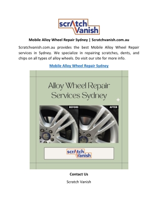 Mobile Alloy Wheel Repair Sydney | Scratchvanish.com.au