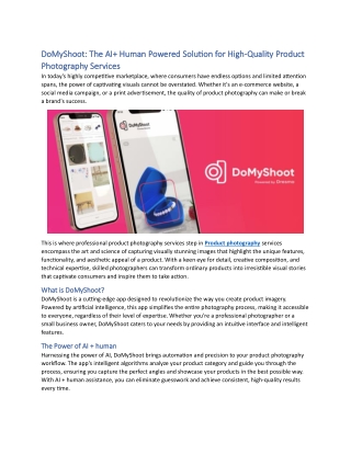 DoMyShoot The AI  Human Powered Solution for High-Quality Product Photography Services