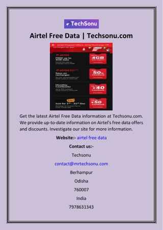 Airtel Free Data  Techsonu