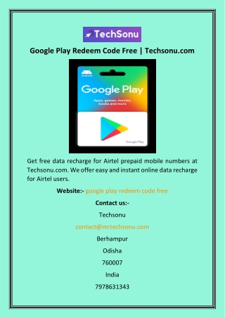 Google Play Redeem Code Free  Techsonu