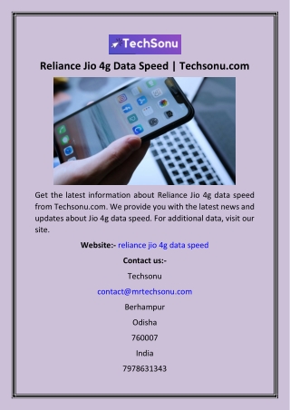 Reliance Jio 4g Data Speed  Techsonu