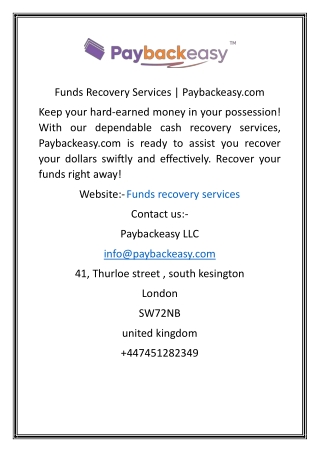 Funds Recovery Services  Paybackeasy.com