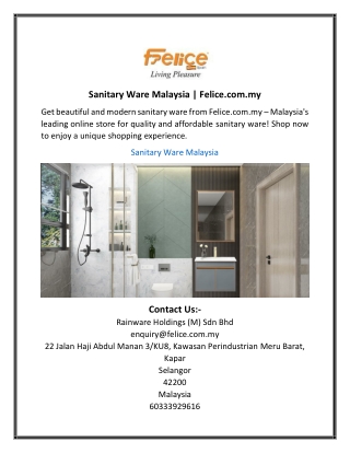 Sanitary Ware Malaysia Felice.com.my