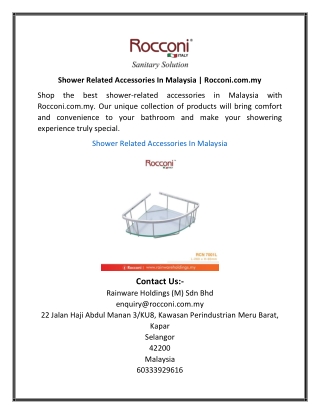 Shower Related Accessories In Malaysia Rocconi.com.my