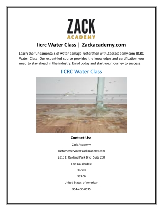 Iicrc Water Class Zackacademy