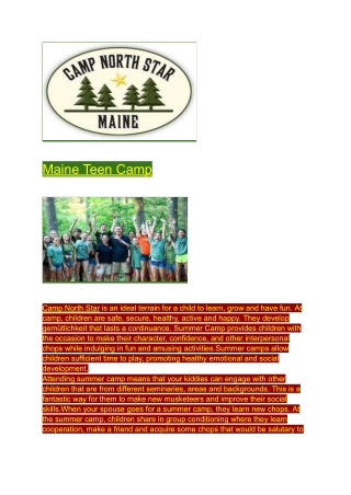 Maine Teen Camp