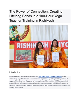 The Power of Connection_ Creating Lifelong Bonds in a 100-Hour Yoga Teacher Training in Rishikesh