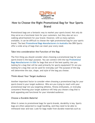 How to Choose the Right Promotional Bag for Your Sports Brand