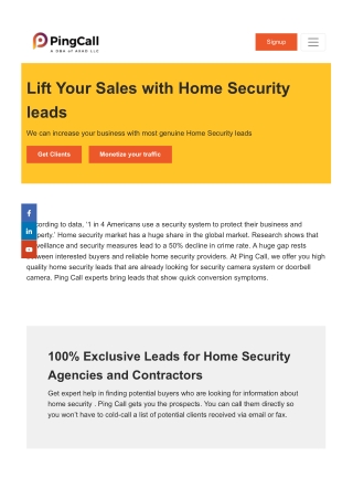 Buy Home Security Leads from Ping Call