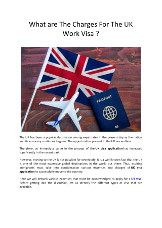 What are The Charges For The UK Work Visa