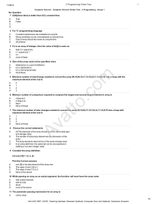 Online C Programming MCQ Test - Avatto