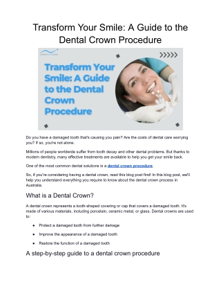 Transform Your Smile: A Guide to the Dental Crown Procedure