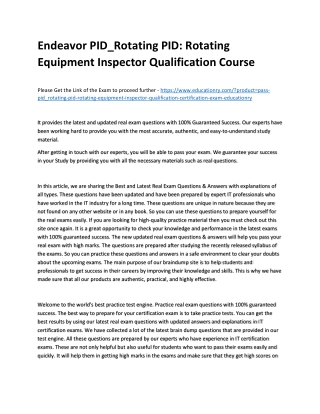 PID_Rotating PID: Rotating Equipment Inspector Qualification