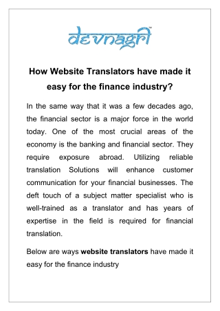 How Website Translators have made it easy for the finance industry?