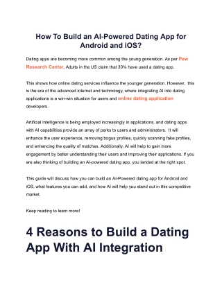 How To Build an AI-Powered Dating App for Android and iOS