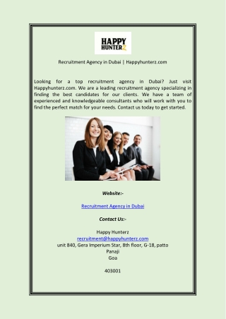 Recruitment Agency in Dubai Happyhunterz com