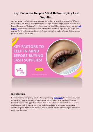 Key Factors to Keep in Mind Before Buying Lash Supplies!