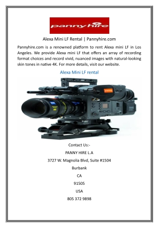 Alexa Mini LF Rental  Pannyhire