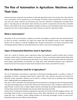 What are machines used for in agriculture