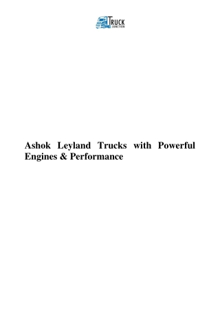 Ashok Leyland Trucks with Powerful Engines & Performance