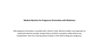 Medical Abortion for Pregnancy Termination with Medicines
