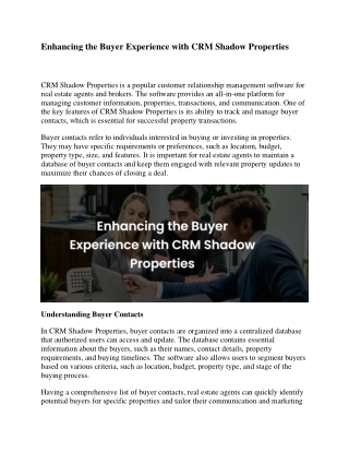 Enhancing the Buyer Experience with CRM Shadow Properties