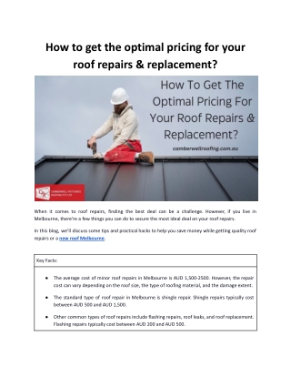 How to get the optimal pricing for your roof repairs & replacement?