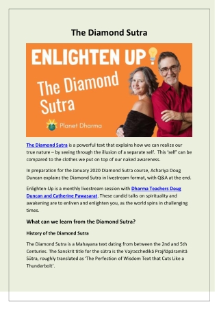 Diamond Sutra Course for Wisdom | Planet Dharma