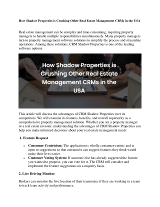 How Shadow Properties is Crushing Other Real Estate Management CRMs in the USA