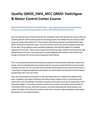 QM20_SWG_MCC QM20: Switchgear & Motor Control Center