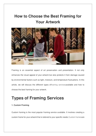 How to Choose the Best Framing for You Artwork