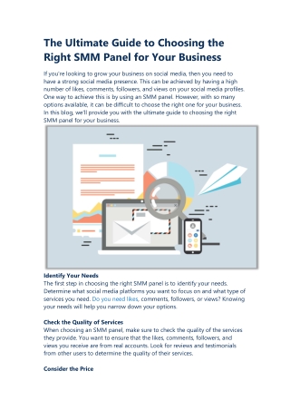 The Ultimate Guide to Choosing the Right SMM Panel for Your Business