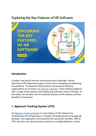 Exploring the Key Features of HR Software