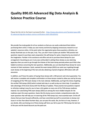 B90.05 Advanced Big Data Analysis & Science