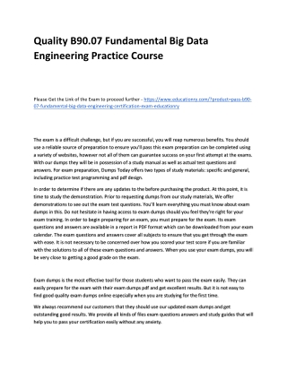 B90.07 Fundamental Big Data Engineering