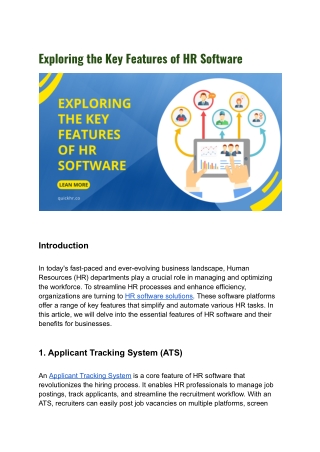 Exploring the Key Features of HR Software