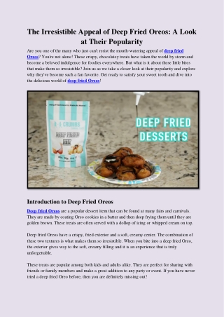 The Irresistible Appeal of Deep Fried Oreos_ A Look at Their Popularity