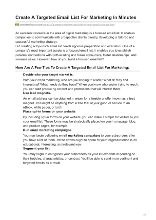 1Create A Targeted Email List For Marketing In Minutes