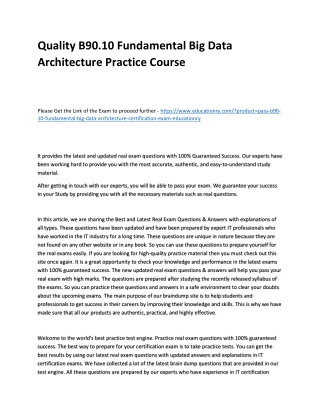 B90.10 Fundamental Big Data Architecture