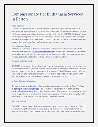 Compassionate Pet Euthanasia Services in Belton