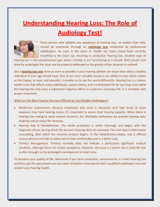 Understanding Hearing Loss The Role of Audiology Test!