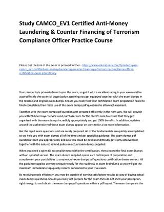 CAMCO_EV1 Certified Anti-Money Laundering & Counter Financing of Terrorism Compl