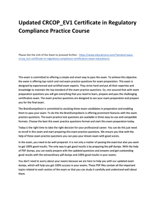 CRCOP_EV1 Certificate in Regulatory Compliance