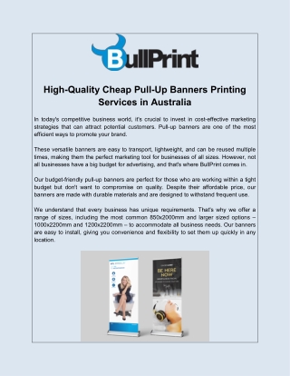 High-Quality Cheap Pull-Up Banners Printing Services in Australia